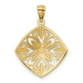 thumbnail image 3 of 14k w/Rhodium Diamond-cut Polished Fancy Square Charm in 14k Yellow Gold w/ Rhodium Plating, 3 of 3