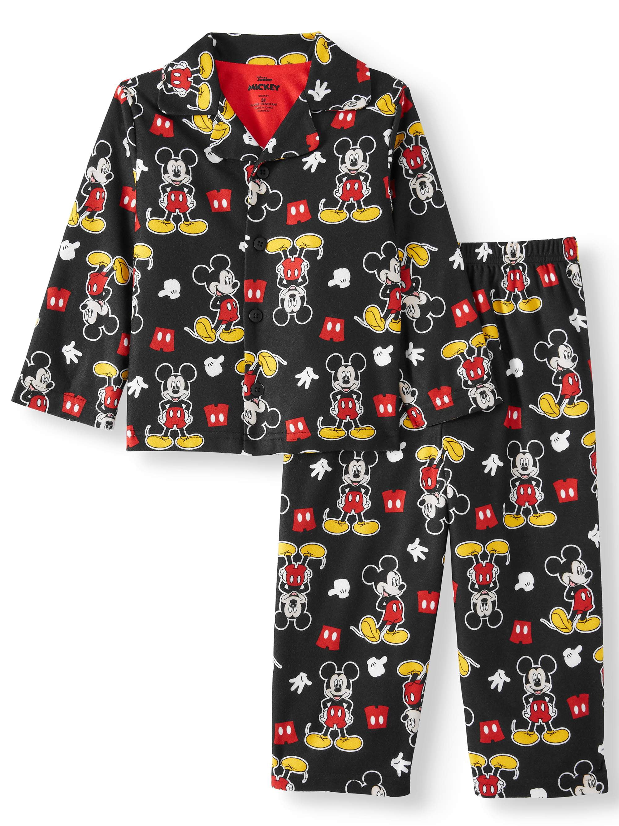 Mickey Mouse Baby Toddler Boy Coat Style Pajamas, 2pc Set