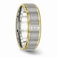 thumbnail image 5 of Stainless Steel Polished Yellow IP CZ Grooved Comfort Back Ring Size: 11; for Adults and Teens; for Women and Men, 5 of 7