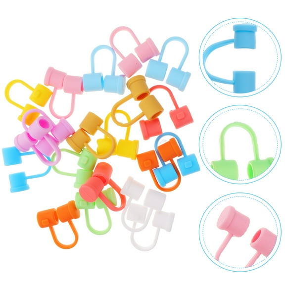 PTOOTP 20pcs Silicone Drinking Straw Tips Covers Splashproof Accessories for Reusable Straws 1.2×1×0.5in