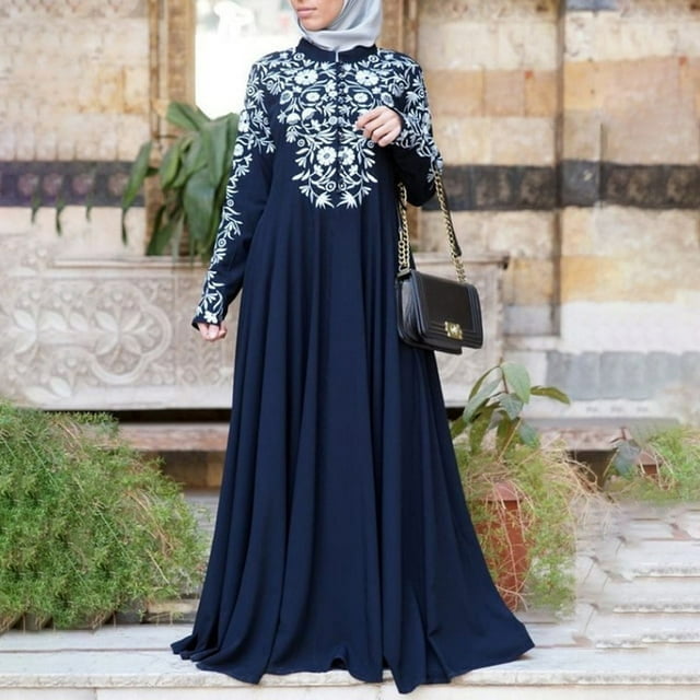 Robe Kimono pour Femmes Burqa Arabe Imprimée Robe Festa Dubai Robe Turque Vêtements Islamiques Robe Musulmane Femmes 2024