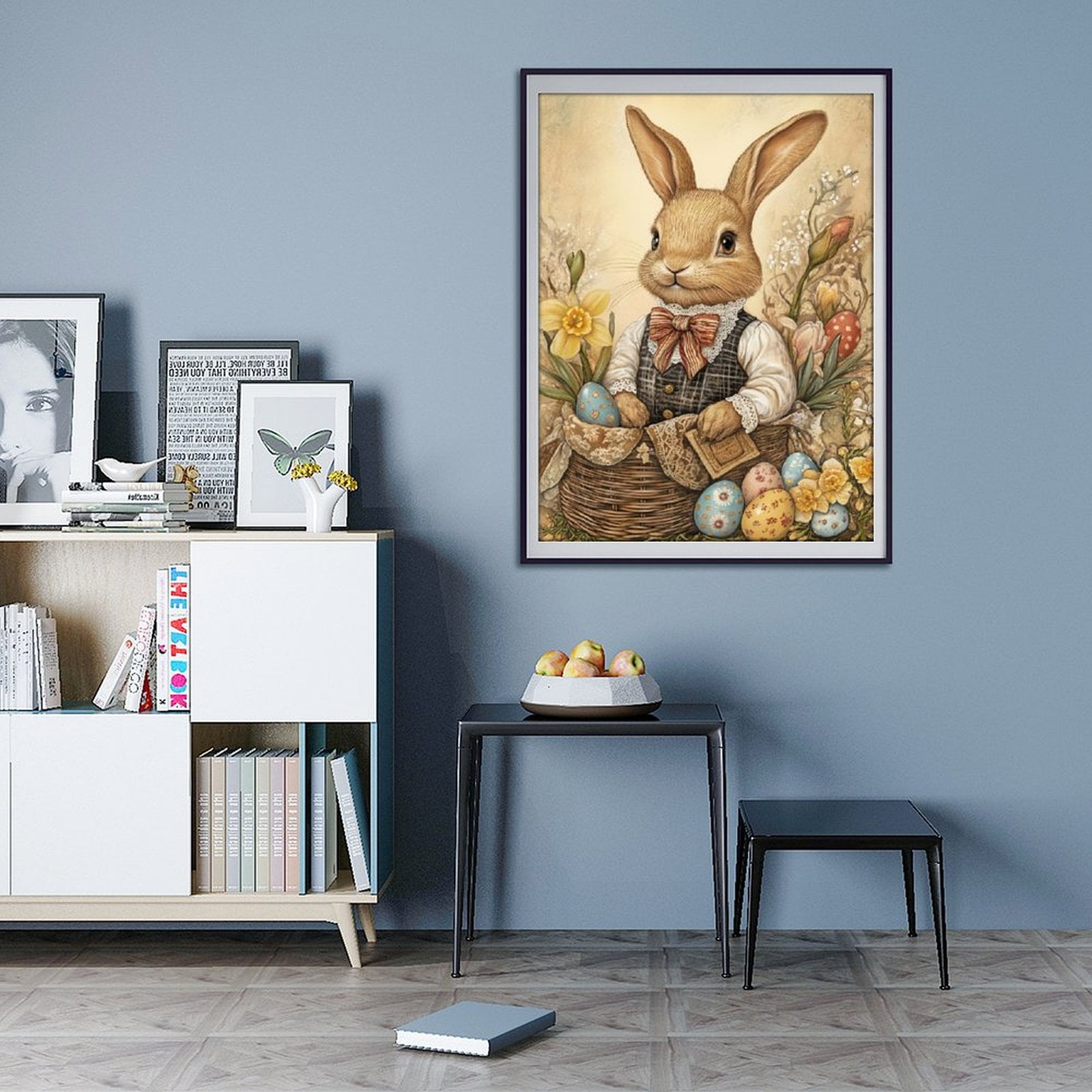 Diamond Art Kit for Adults, Easter Bunny Basket Spring Scene Diamond Painting for Adults Beginners, 5D DIY Diamond Art Painting Kits, Colorful Diamond Painting Craft for Home Decor 12x16
