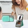 thumbnail image 3 of Phone Case for Samsung Galaxy S21 FE 5G Wallet Cover with Tempered Glass Screen Protector and Mirror Credit Card Holder Crossbody Strap Cell S 21 EF S21FE5G UW S21FE 21S G5 6.4 inch Women Girls Green, 3 of 13