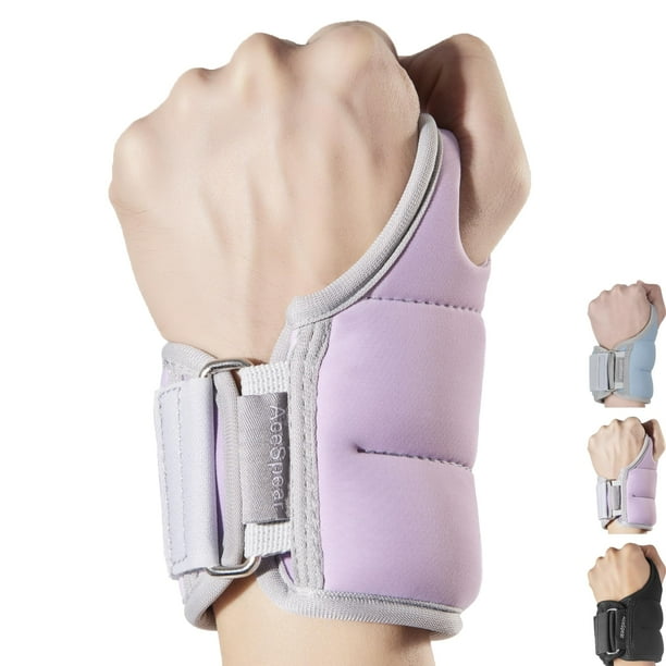 Par de pesas para muñeca AceSpear de 2 libras con trabillas para el pulgar, color morado