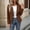 Brown, variant on Winter Coats for Women Long Sleeves Collared Faux Suede Cropped Jacket Outwear Coffee Open Front Fall Shackets,L