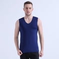 thumbnail image 4 of Mens Underwear Sleeveless Tank Top Solid Muscle Vest Undershirts Ice Silk Elastic V-neck Gymclothing T-shirt Men's Vest, 4 of 6