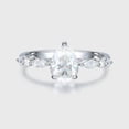 thumbnail image 2 of Oryn Jewelry Engagement Band in 14K White Gold Plated - 1.9 Ct Pear Cut Solitaire Moissanite Ring - Classic Accent Wedding Band - Mid-Century Style Gift, 2 of 6