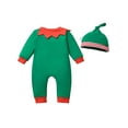 thumbnail image 3 of uukiA Infant 0-18 Months Baby Boy Christmas Cute Green One-piece Romper And Hat 2PCs Outfit Suit, 3 of 6