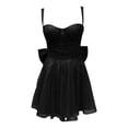 thumbnail image 5 of DHFJKG Womens Glitter Party Dreess Sleeveless Bow Evening Gown Spaghetti Strap Sweetheart Neck Flared Mini Versatile Dresses, 5 of 9