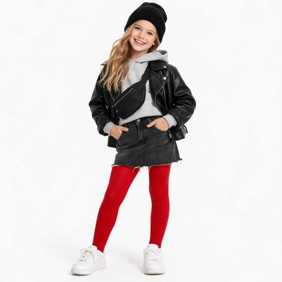 Red Opaque Tights for Girls
