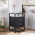 thumbnail image 2 of VECELO Javlergo Tempered Glass Top Nightstand with 2-Drawer and Open Shelf Black, 2 of 5