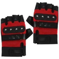 PBPBOX 1 Pair Half Finger Sport Cycling Gloves Anti-slip Gloves for Biking Women Red PU Leather