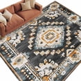 thumbnail image 2 of 5'x8' Area Rugs, Grey Orange Boho Indoor Outdoor Area Rug for Living Room Bedroom, Southwestern Ethnic Retro Geometric Washable Bathroom Rugs Kitchen Floor Carpet Mats Home Decor Aesthetic, 2 of 8