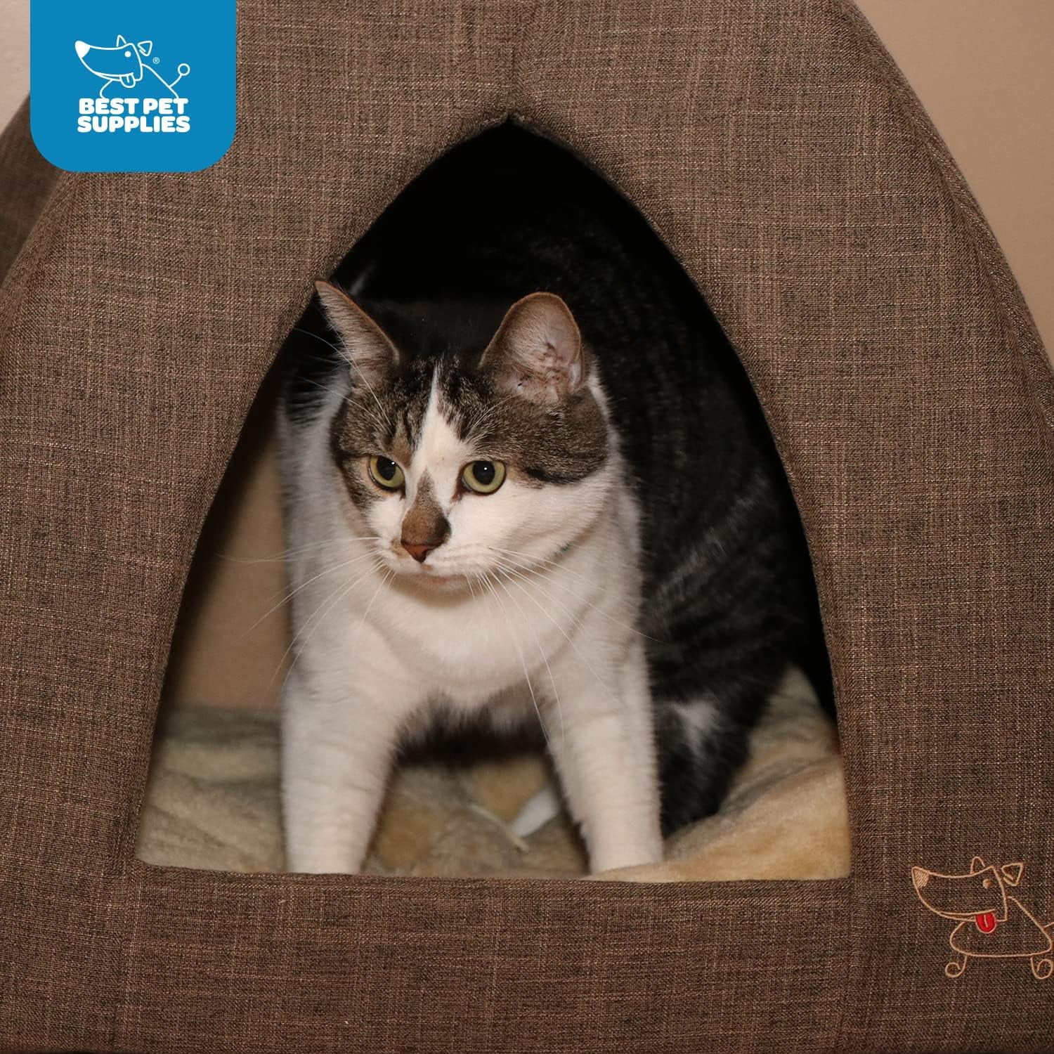 Pet Tent-Soft Bed for Dog and Cat by Best Pet Supplies - Brown Linen, 16" x 16" x H:14"