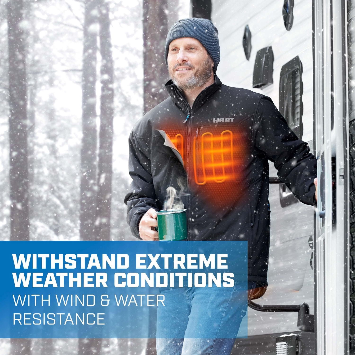 HART Kit de veste de service moyen chauffé pour hommes de 20 volts, camouflage Realtree Xtra