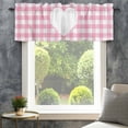 thumbnail image 2 of Valentine's Day Valances for Windows Cute Sweet Pink Plaid Love Heart Rod Pocket Curtain Valance Window Treatment Short Curtains for Kitchen Living Room, 42"x18", 2 of 7