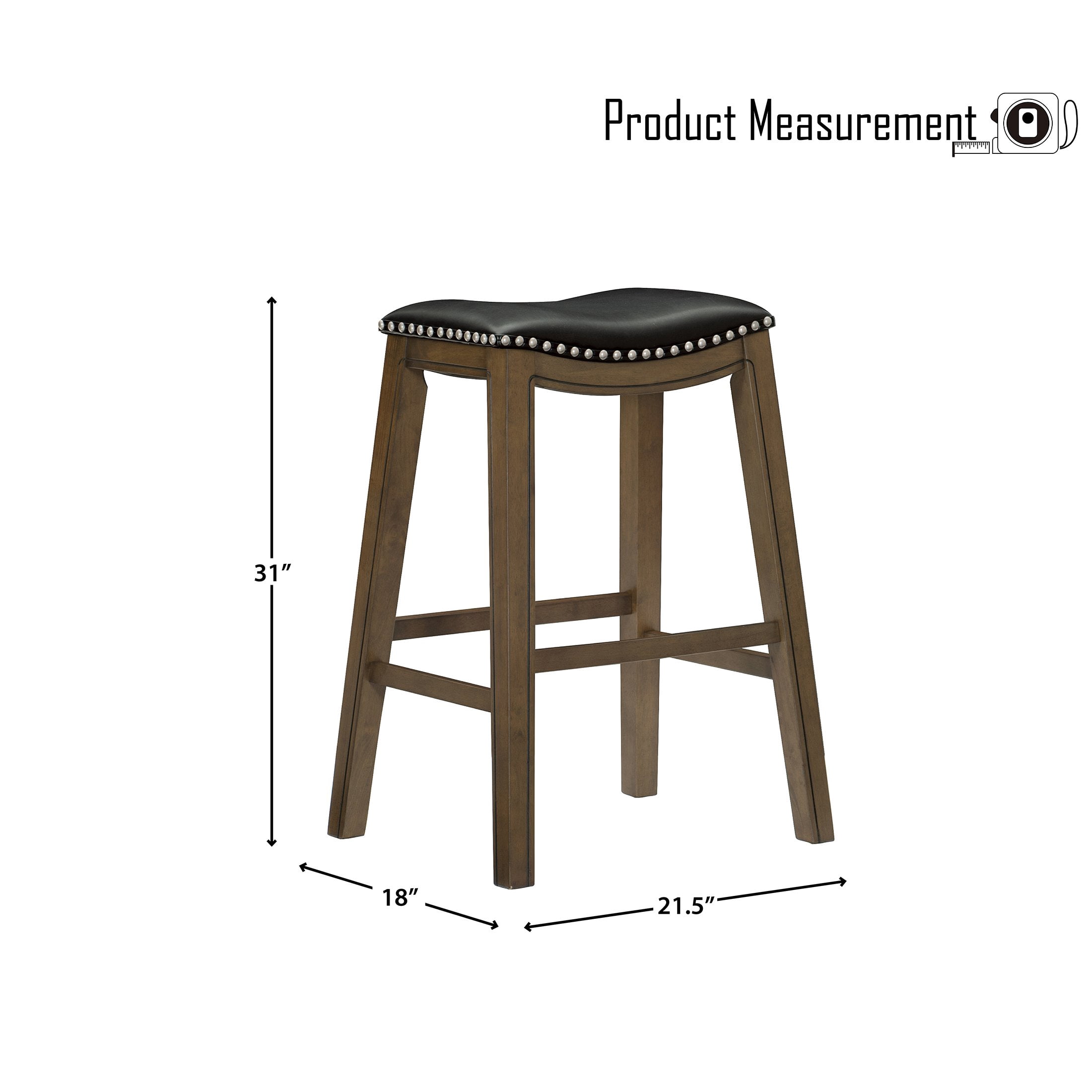OakvillePark Eustis Saddle Seat Pub Height Barstool, Black