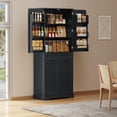 thumbnail image 6 of Aiho 71" Kitchen Storage Cabinet with Doors and Shelves, Bathroom Storage Cabinet - Black, 6 of 10
