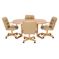 thumbnail image 3 of Furnish Theory  Caster Chair Company Ashtyn 5-Piece 42x[42/60] Caster Dining Set Wood Edge Laminate Table Top & Buff Polyurethane Rolling Swivel Tilt Chairs, 3 of 33