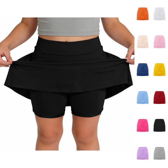 HJYCHN Skorts for Girls High Waist Elastic A Line Skort with Built in Shorts for Sports Outdoor Daily Wear Back to School Clothes 11-12 Years