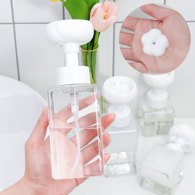 Vaidha Flower Foam Pump Bottles Soap Dispenser, Clear Plastic Empty Refillable Containers 2 Size Optional