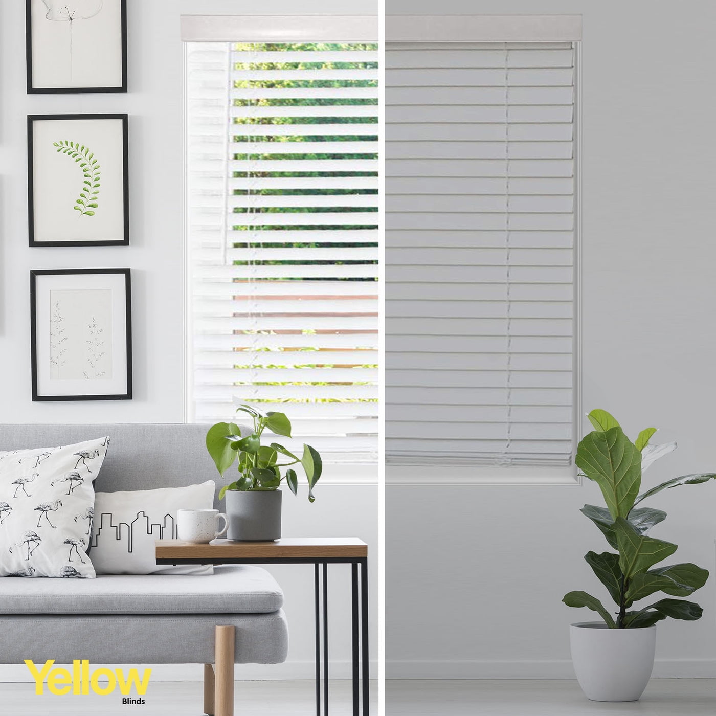 Yellow Blinds White Cordless 2” Faux Wood Blinds for Windows with Valance, 30.5"W X 48"H, Room Darkening & Light Filtering, Easy Install, Moisture-Resistant Window Treatment