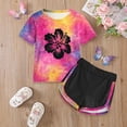 thumbnail image 2 of Girls 2 Pieces Summer Outfits Casual Short Sleeve Tee Tops and Dolphin Shorts Set 3-7Y Baby Girls' Clothing Sets, 2 of 5