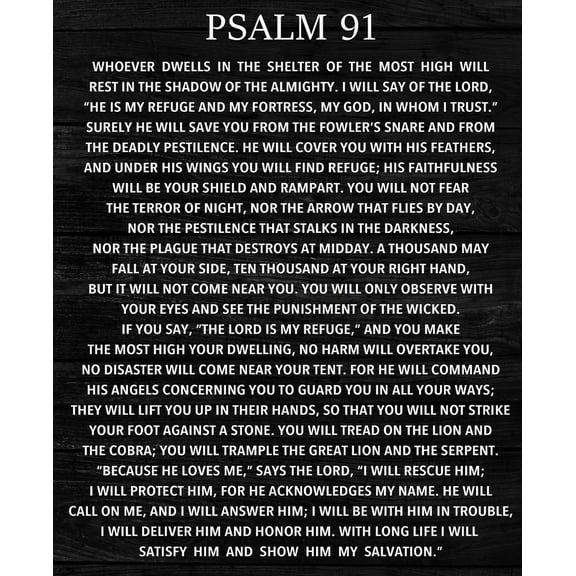 Motivational Psalm 91 Wall Art Decor, Christian Bible Verse Wall Art Religious Home Decor Rustic for Bedroom Office Living Room poster