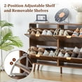thumbnail image 3 of YOCWO Shoe Storage Cabinet with 4 Flip Drawers for Entryway, Shoe Rack Organizer with Wave Design, Walnut, 3 of 8