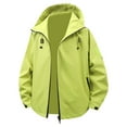 thumbnail image 4 of Plus Size Rain Jacket Women Windbreaker Hooded Jackets Sun Protection Lightweight Jacket Packable Waterproof Rain Coat Hiking Functional Windbreaker Work Coat (Green,3XL), 4 of 4