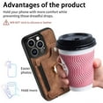 thumbnail image 4 of Allytech Wallet Cards Holder Case for Apple iPhone 15 Pro Max with Ring Holder, Premium PU Leather Retro Hand Wrist Stand Shockproof Compatible with Car Mount - Brown, 4 of 16
