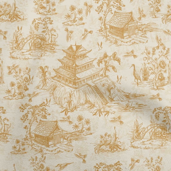 oneOone Viscose Jersey Dark Beige Fabric Asian Japanese Pattern Sewing Craft Projects Fabric Prints By Yard 60 Inch Wide