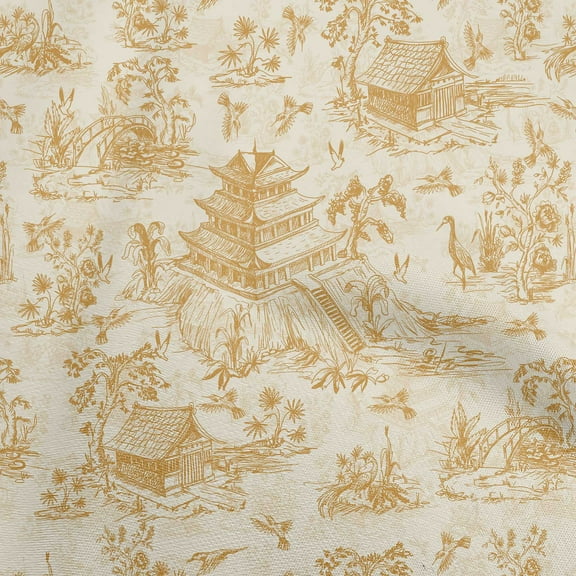 oneOone Velvet Dark Beige Fabric Asian Japanese Pattern Fabric For Sewing Printed Craft Fabric By The Yard 58 Inch Wide