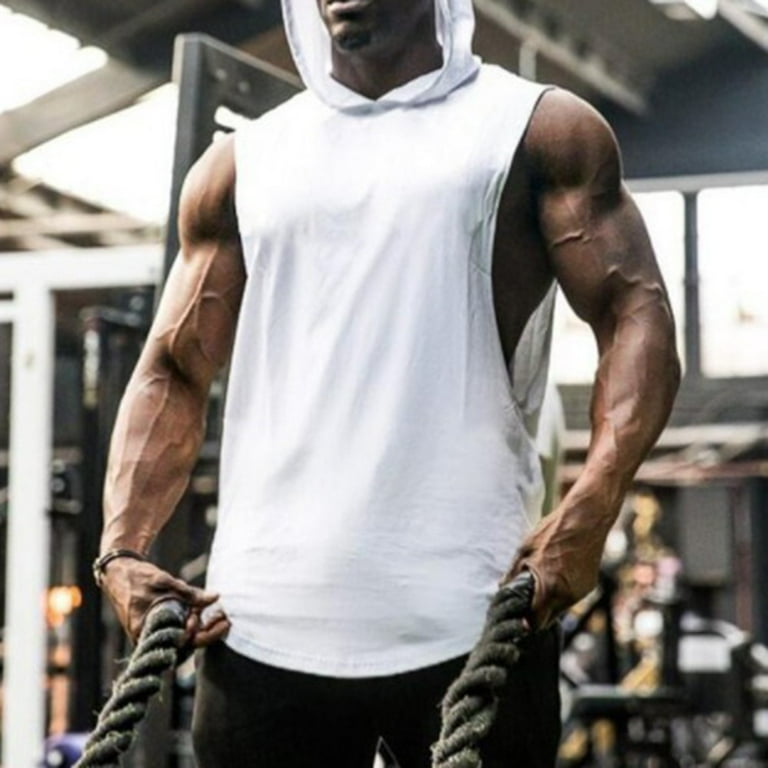 Hooded vest mens gym sale