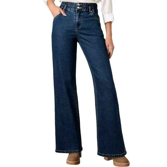 Jeans Astylish para mujer, cintura alta, pierna ancha, talla 4