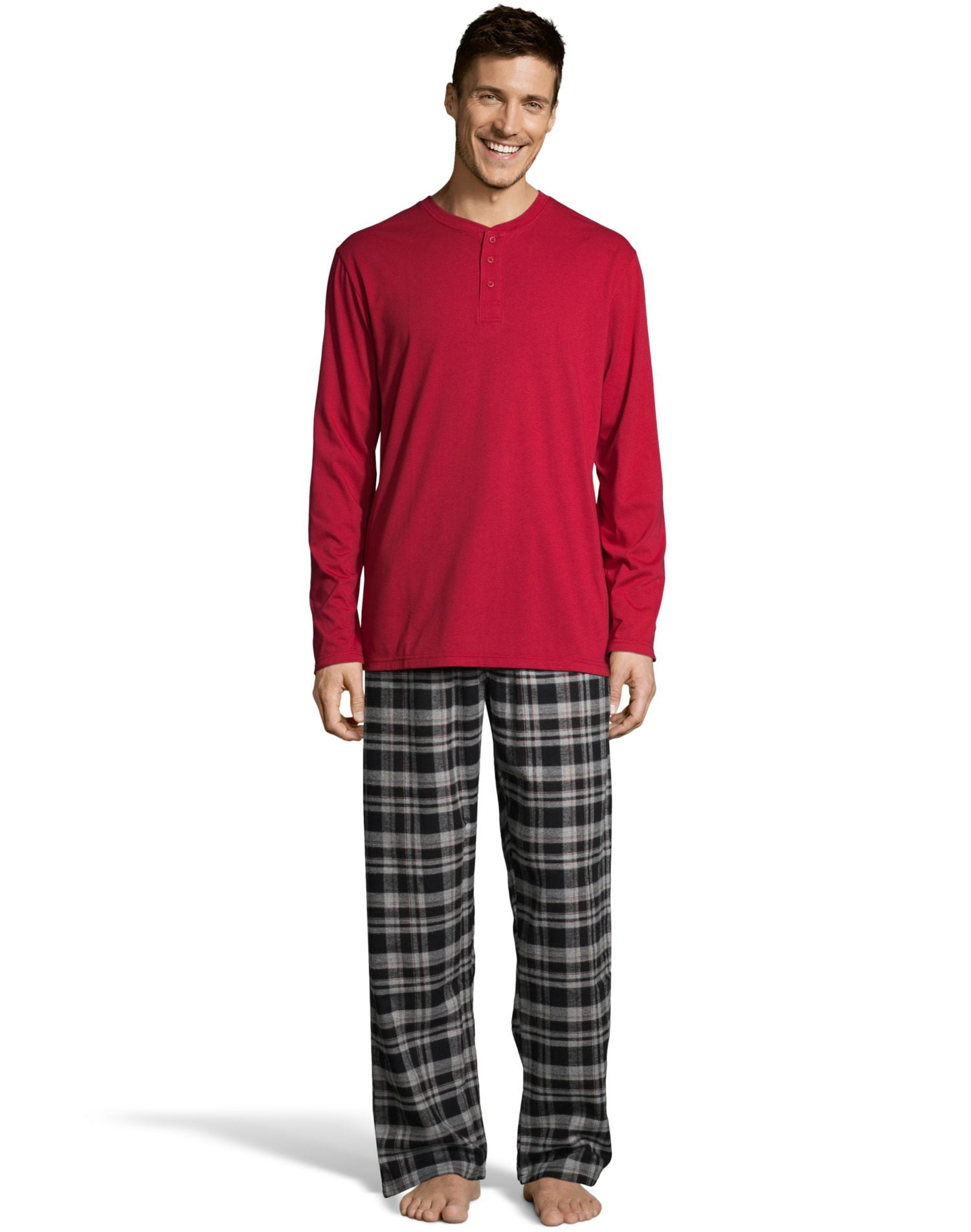 Hanes Men Pant Henley Long Sleeve pajama sets