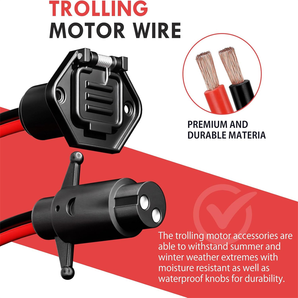 Furulu 2 Wire Trolling Motor Plug Trolling Motor Socket For Marine Boats Kayaks 12V 24V