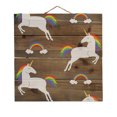 thumbnail image 1 of Rainbows & Unicorns - Decorative REAL WOOD Wall Art - Faux Pallet Look, 1 of 3