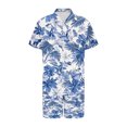 thumbnail image 4 of YLSDY Men's Set 2 Piece Short Set Hawaiian Outfits Summer Set Beach Outfits Button Down Shirt and Short Light Blue XL, 4 of 5