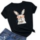 thumbnail image 4 of Pantalones Cortos para las Mujeres Sexy Pascua Moda Impresión Cuello Redondo Tee, Poliéster Ligero Casual Top para Primavera Verano Diario, Blusa de Suéter, 4 of 4