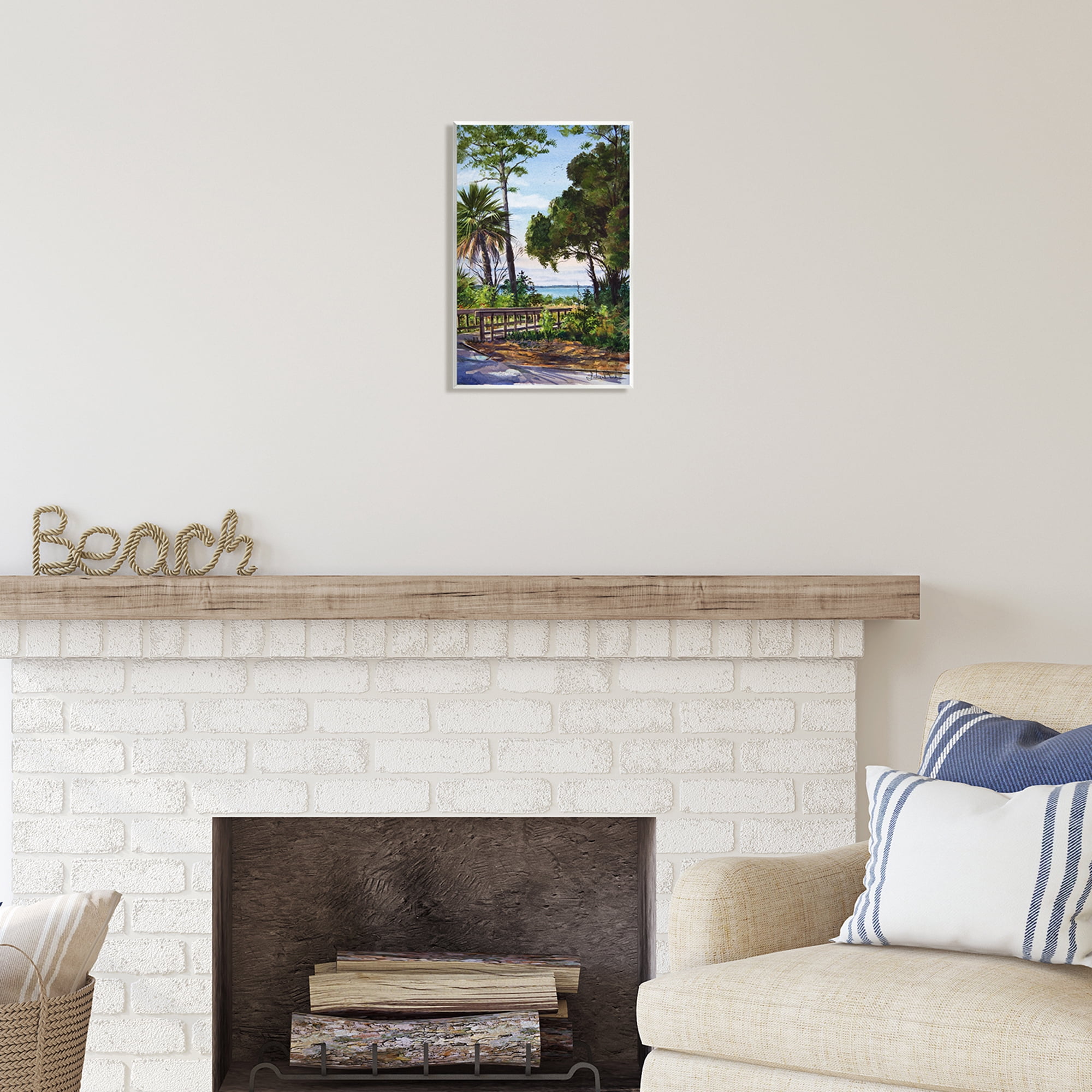 Stupell Industries Tropical Boardwalk Landscape Nature Painting Unframed Art Print Wall Art, 10 x 15
