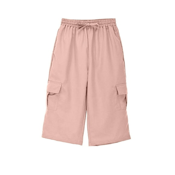 Boy'S Spring And Summer Street Leisure Sports Pocket Drawstring Stretch Waist Color Cargo 7 Division Of Labor Pants Boys Pants Light Pink 140/9 Y—10 Y