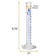 thumbnail image 2 of Graduated Cylinder, 10ml - Class B Tolerance ?0.20ml - Hexagonal Base - Blue Graduations - Borosilicate 3.3 Glass - Eisco Labs, 2 of 3