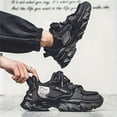 thumbnail image 2 of Men's All Black Chunky Platform Dad Sneakers, Breathable Mesh Tech Athletic Shoes, Non-Slip Shock Absorption Running Shoes for Gym, Workout & Daily Wear, 2 of 9