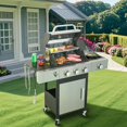 thumbnail image 7 of Spaco 3-Burner Propane Gas BBQ Grill with Side Burner, 37230BTU Output With Enameled Cast Iron Cooking Grids For Outdoor Barbecue, Stainless Steel, Black+Silver, 7 of 7