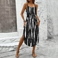 thumbnail image 3 of Women's Spaghetti Strap Midi Dress Sleeveless Casual Summer Dresses with Pockets Slit Beach Boho Sundress, 3 of 8