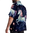 thumbnail image 3 of Starry Unicorn Men's Short Sleeve Poplin Shirt, Casual Button Down Shirts, Printed Summer Beach Shirt, Unisex Casual Button Down Top, 3 of 6