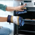 thumbnail image 2 of Blue Gold Wave Marble Pattern Kitchen Oven Mitt and Pot Holder Sets 2 Pcs for Baking, Cooking and Grilling, Heat Resistant Up To 392 °F, 2 of 7