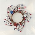thumbnail image 5 of Grapevine Wreath, 4Th of July decor, Front Door Wreath, Red White and Blue decorations, Patriotic decor, Berry Stems, Three Metal Stars, 10 in Diameter, 1 Pc, 5 of 7