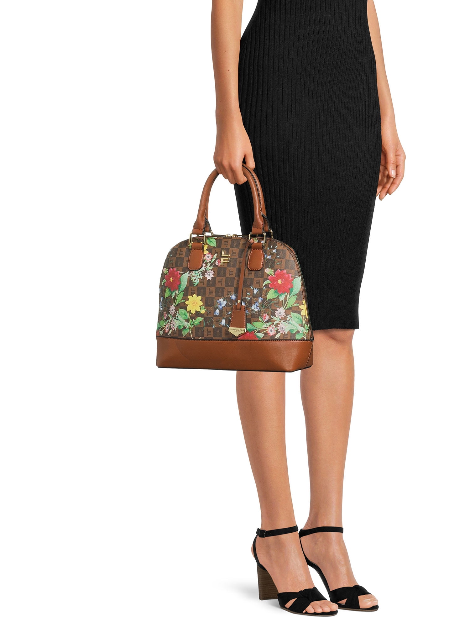 London Fog Women s Adult Tulip Signature Satchel Handbag Cognac